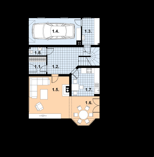 L-90 szkielet drewniany - Rzut parteru