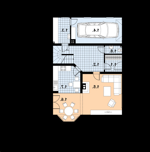 L-90 szkielet drewniany - Rzut parteru