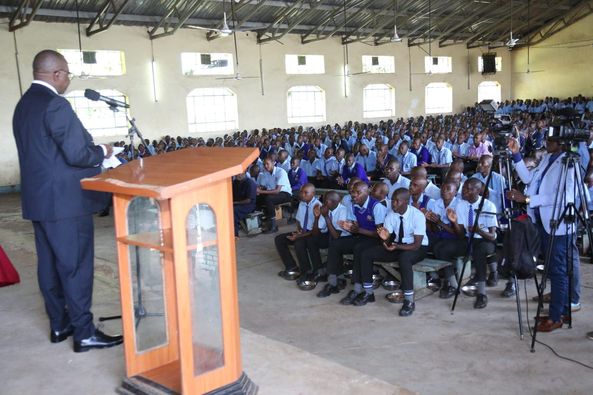 Agriculture Cabinet Secretary Mithika Linturi Igembe Boys High School students on Thursday January 26,2023.