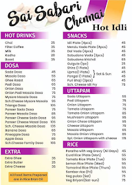 Sai Sabari Chennai Hot Idli menu 1