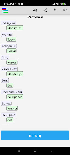 Screenshot Russian Uzbek Translator