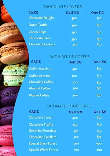 Cake Factory menu 