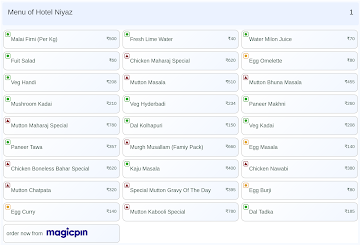 Hotel Niyaz menu 