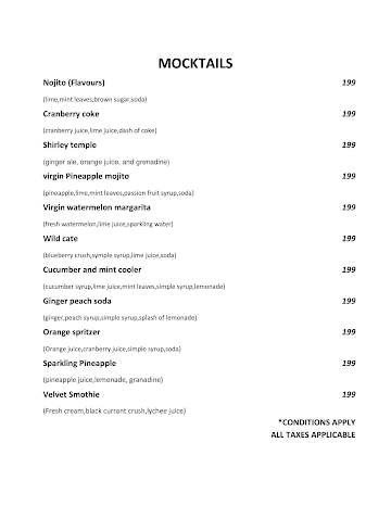 Dudu Grill and Nightlife menu 