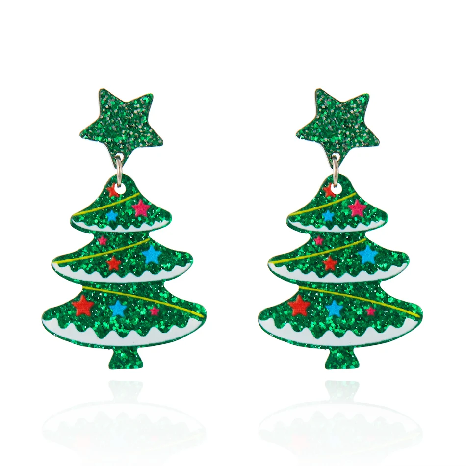 Dames mode acryl bedrukte kerst oorbellen. Stijlvolle sieraden voor de feestdagen. Perfect om Kerstmis in stijl te vieren.