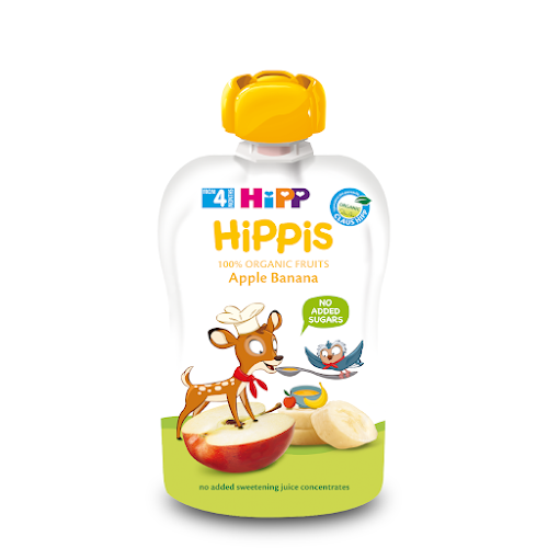 Dinh dưỡng 100% trái cây nghiền hữu cơ HiPPiS Organic (Táo, Chuối)