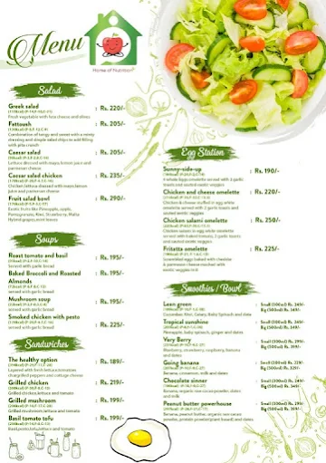 Home of Nutrition menu 