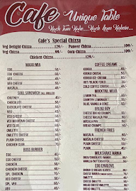 Cafe Unique Table menu 1