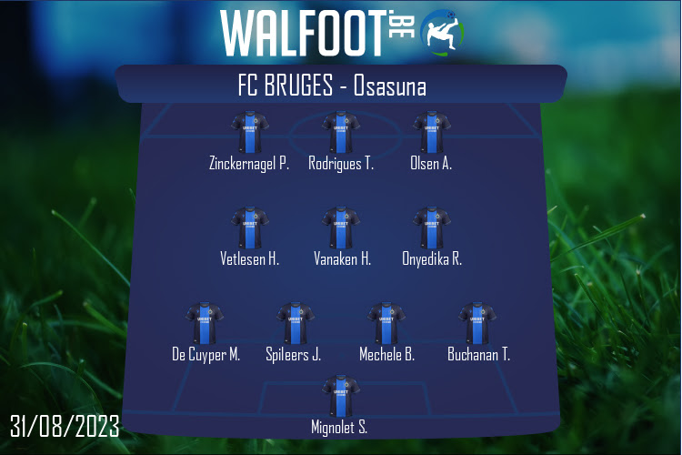 Composition FC Bruges | FC Bruges - Osasuna (31/08/2023)