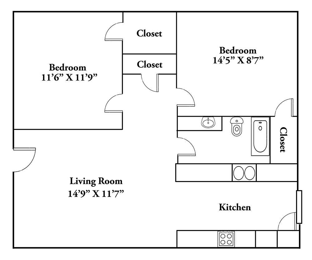 2 Bed 1 Bath