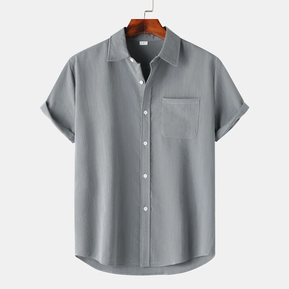 European and American Summer Short Sleeve Casual Cardigan Men's Shirt. Comfortable, breathable and stylish, perfect for 