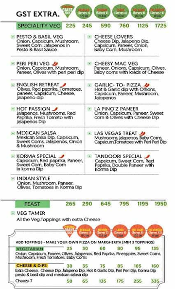 La Pino'z Pizza menu 