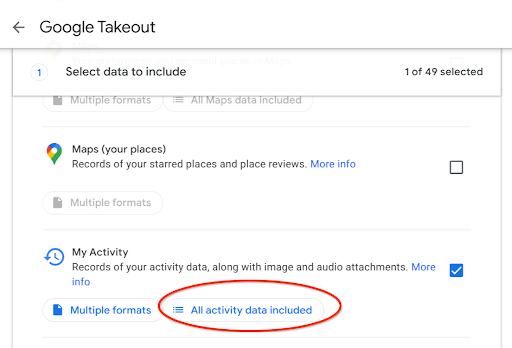 Scegli la quantità di dati da includere 