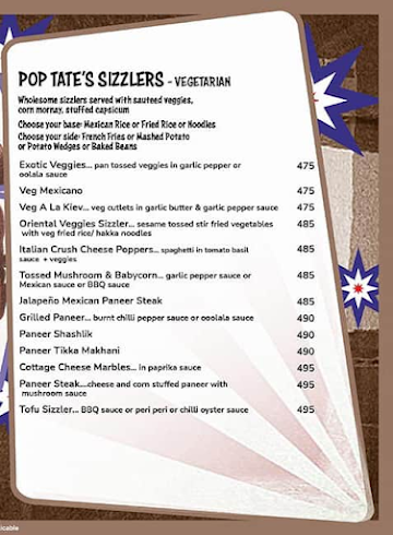 Pop Tate's menu 