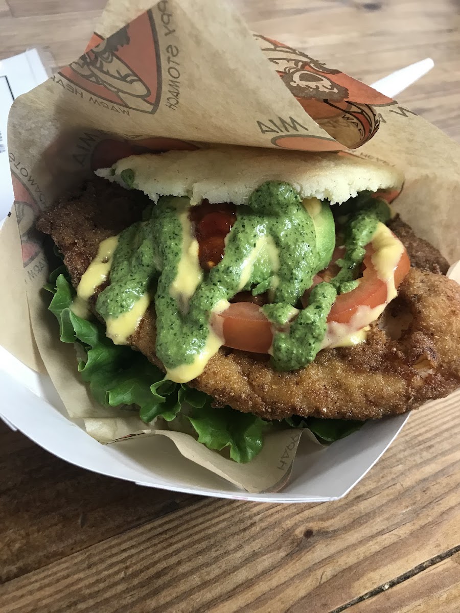 Gluten-Free Fried Chicken at Arepa Mia at Sweet Auburn Curb Market