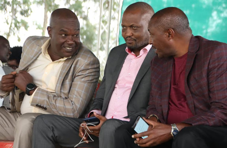 MPs Caleb Kostany,Moses Kuria and Kimani Ngunjiri at Segero in Uasin Gishu on January 12.