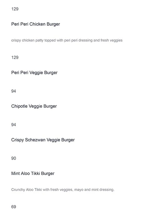 Breakfast Square menu 