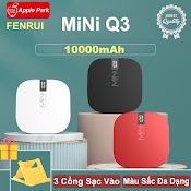 Sạc Dự Phòng Mini Q3 10000Mah Đèn Led, 2 Cổng Đầu Ra Usb, 3 Cổng Đầu Vào Micro Usb/Lightning/Type - C