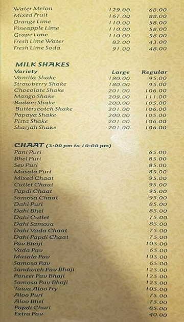 Brindavan Hotel menu 