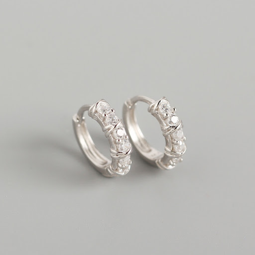 Title 4, Sterling Silver Geometric Diamond Earrings for ...