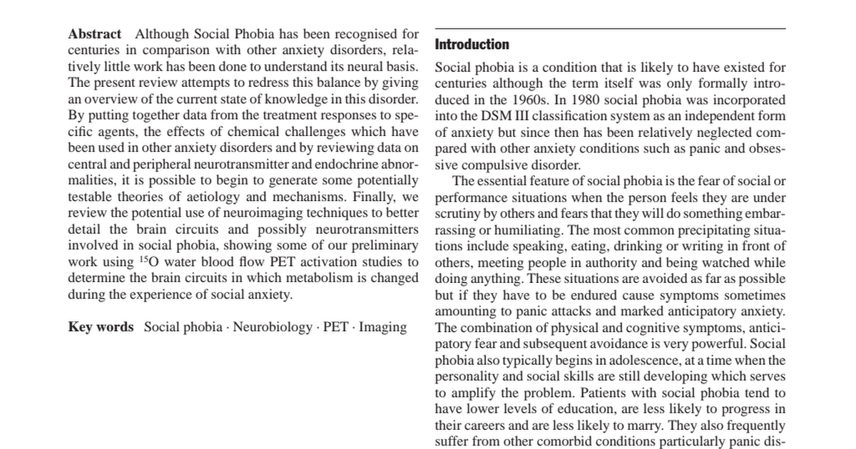 The neurobiology of social phobia.pdf