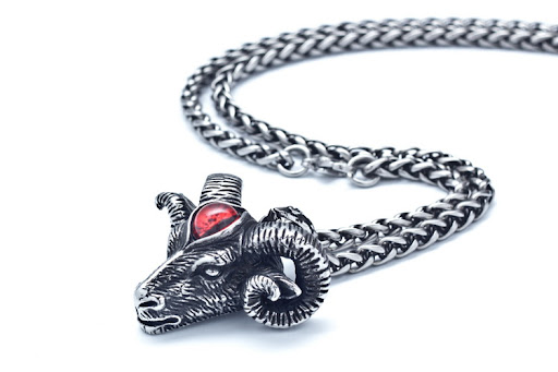 Title 2, Demon Eye Satanic Ram Necklace Mens Vintage. A...