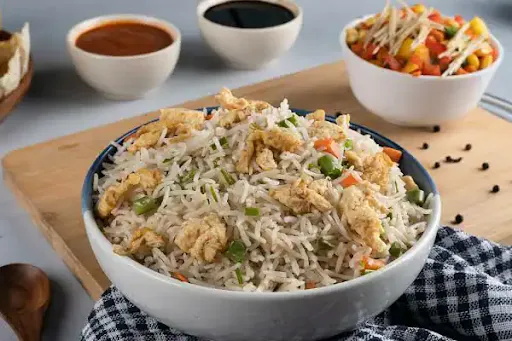 Veg Fried Rice With Kashmiri Aloo Dam [4 Pieces] And Salad