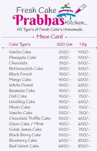 Fresh Cakes Prabhas Kitchen menu 1