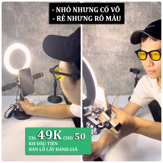 Đèn Livestream Để Bàn 3 Kẹp Giá Rẻ, Đèn Quay Video Chụp Ảnh 2 Giá Đỡ Điện Thoại