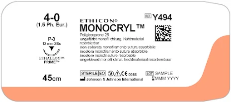 Monocryl 4/0 P-3 45cm Y494H