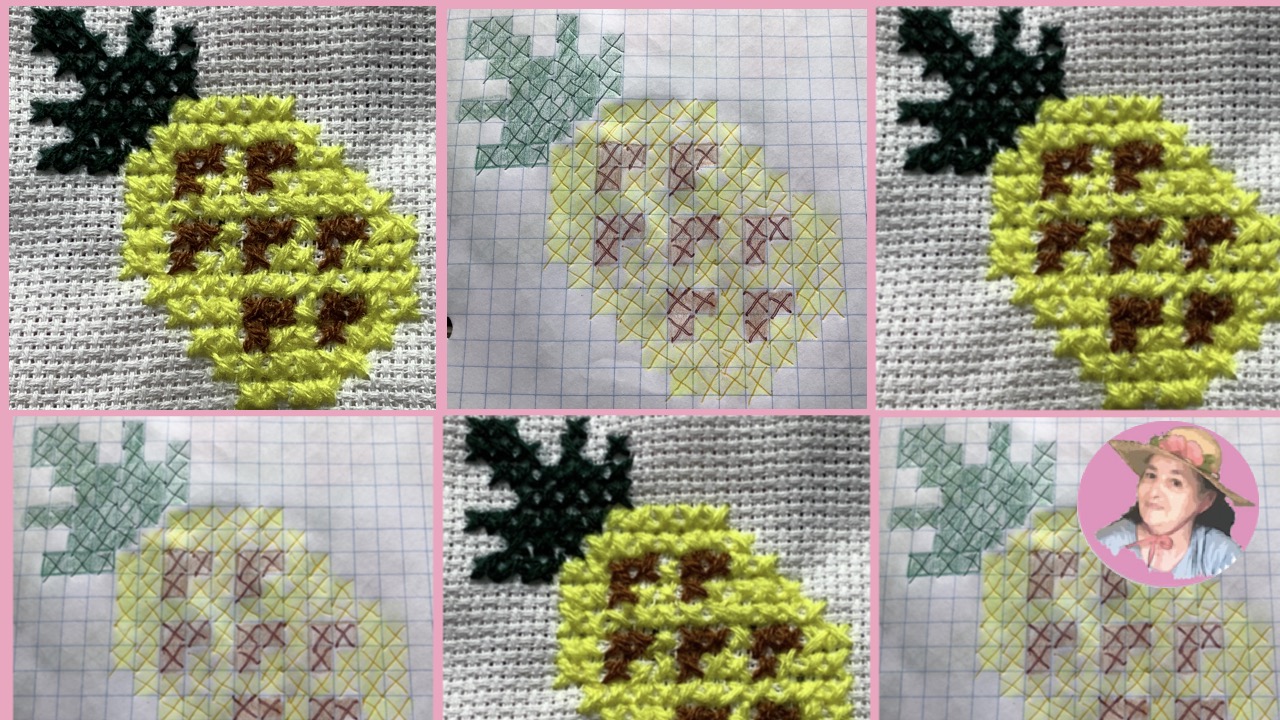 Bellas muestra y patrones de frutas (piñas en punto de cruz ) pineapple in cross stitch 