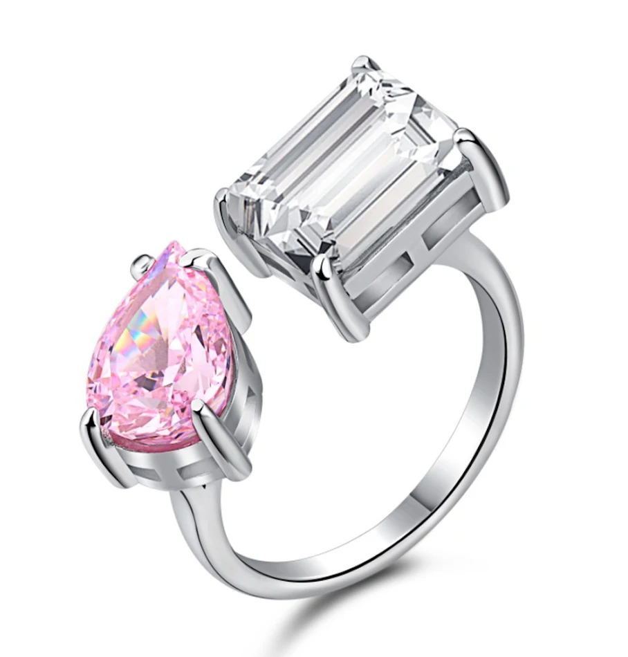 Anillo de plata esterlina para mujer con circonitas y diamantes de imitación, elegante y brillante, perfecto para ocasiones especiales.
