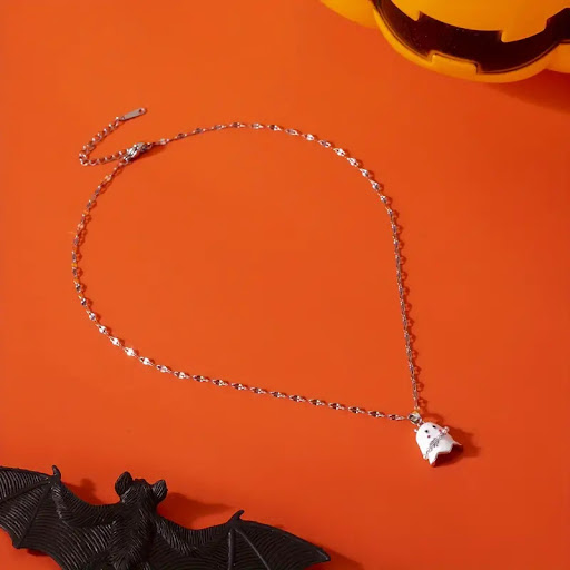 Title 4, Halloween Trick-or-treat Candy Ghost Pendant Ne...