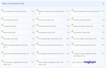 Grameen Kulfi menu 