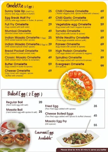 The Egg Break menu 