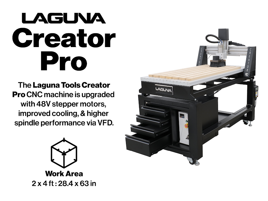 Laguna Tools Creator PRO Desktop CNC Router Machine (2x4) - Starter Bundle