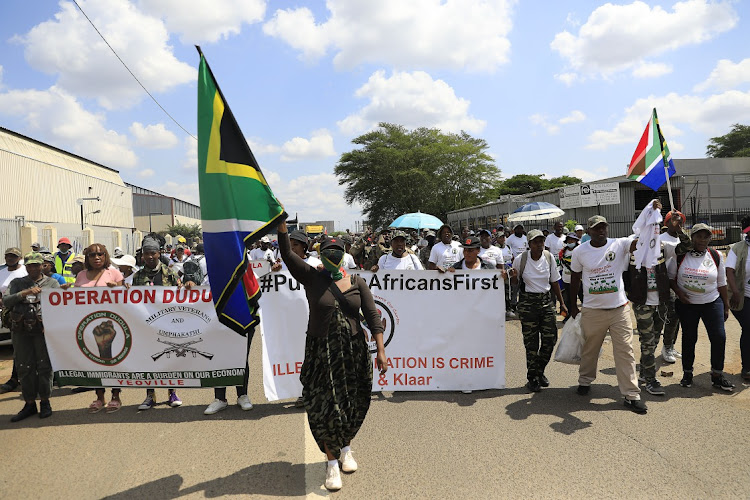 Members of Operation Dudula protested against the employment of illegal foreigners.