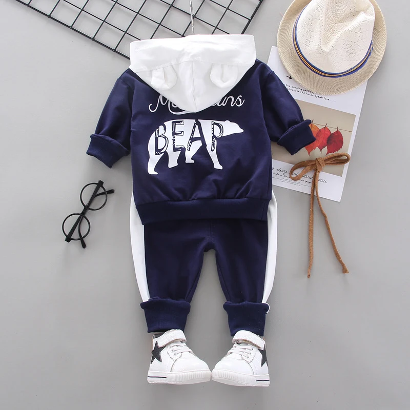 Lässiger zweiteiliger Sportanzug mit langärmligem Pullover und Kapuzenpullover – ideal für Sport und Freizeit, bietet Komfort und Bewegungsfreiheit.