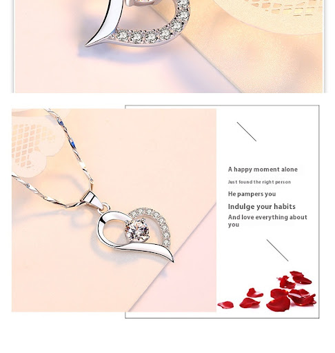Title 3, S999 Pure Silver Short 1 Carat Crystal Heart Pe...