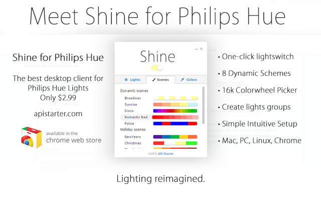 Shine for Philips Hue chrome extension