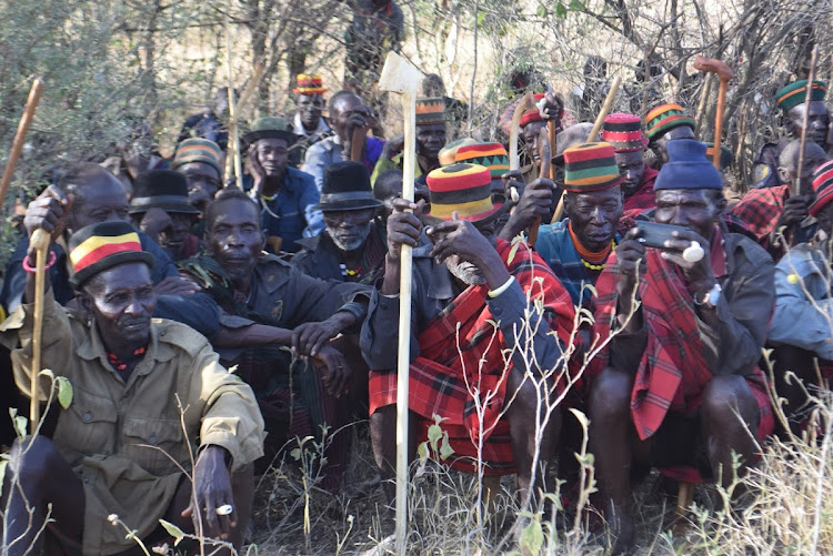 Turkana pastoralists who migrated to Kobebe, Moroto in Uganda in search of pasture and water due to prolonged drought in Turkana, Kenya.