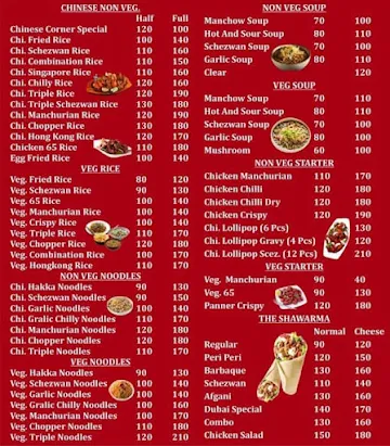 The Shawarma Hub And Chinese Corner menu 