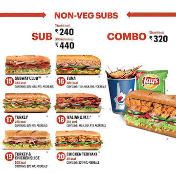 Subway menu 