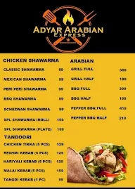 Adyar Arabian Express menu 2