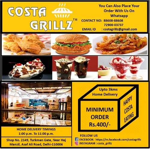 Costa Grillz menu 