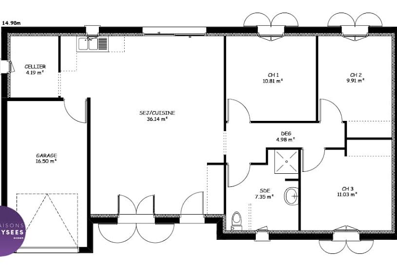  Vente Terrain + Maison - Terrain : 441m² - Maison : 78m² à Courçon (17170) 
