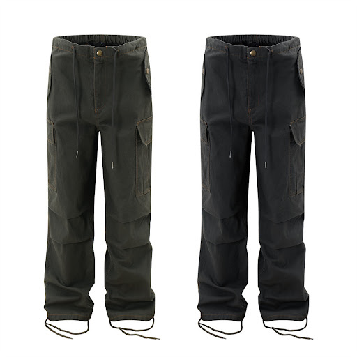 Title 2, Mens Loose Straight Pants with Drawstring and ...