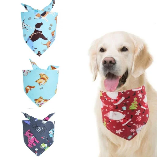 20pcs/lot New arrival Christmas cute Dog patterns Dog Puppy Pet cotton bandanas Collar scarf Pet tie Y111901