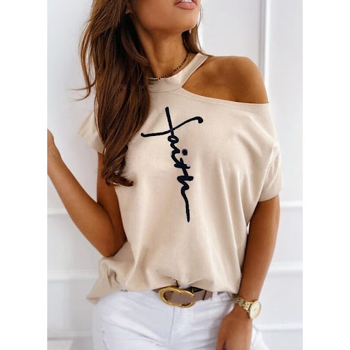 Title 2, T-shirt z nieszczelnym ramieniem z litego koloru