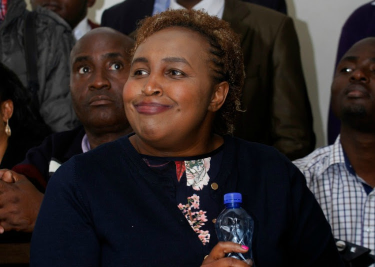 Marianne Kitany at the Milimani law courts testifying on her Divorce Case against Meru Senator Mithika Linturi on August 21, 2019.